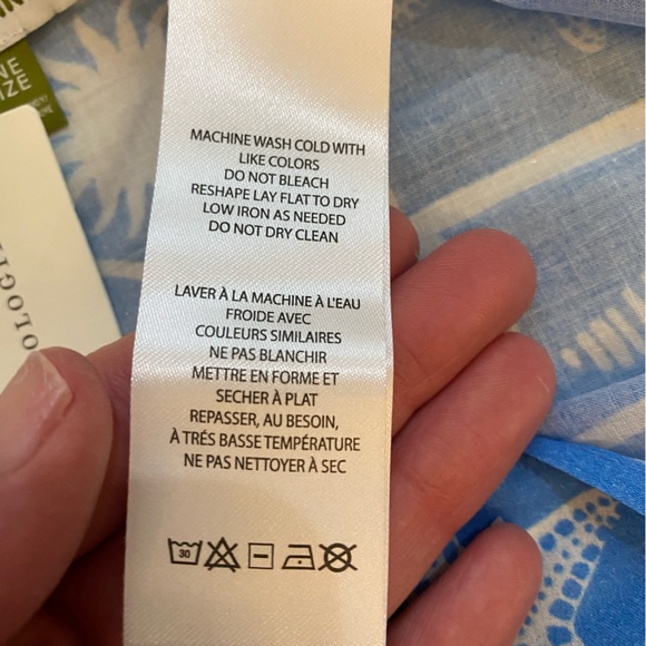 NWT Celandine Blue and White Nautical Printed Cotton Tie-On Sarong Cover-up, OS - Picture 9 of 9